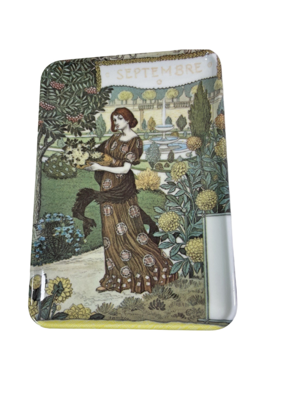 Decorative Crafts Woman in Garden September Melamine Trinket Dish Italy